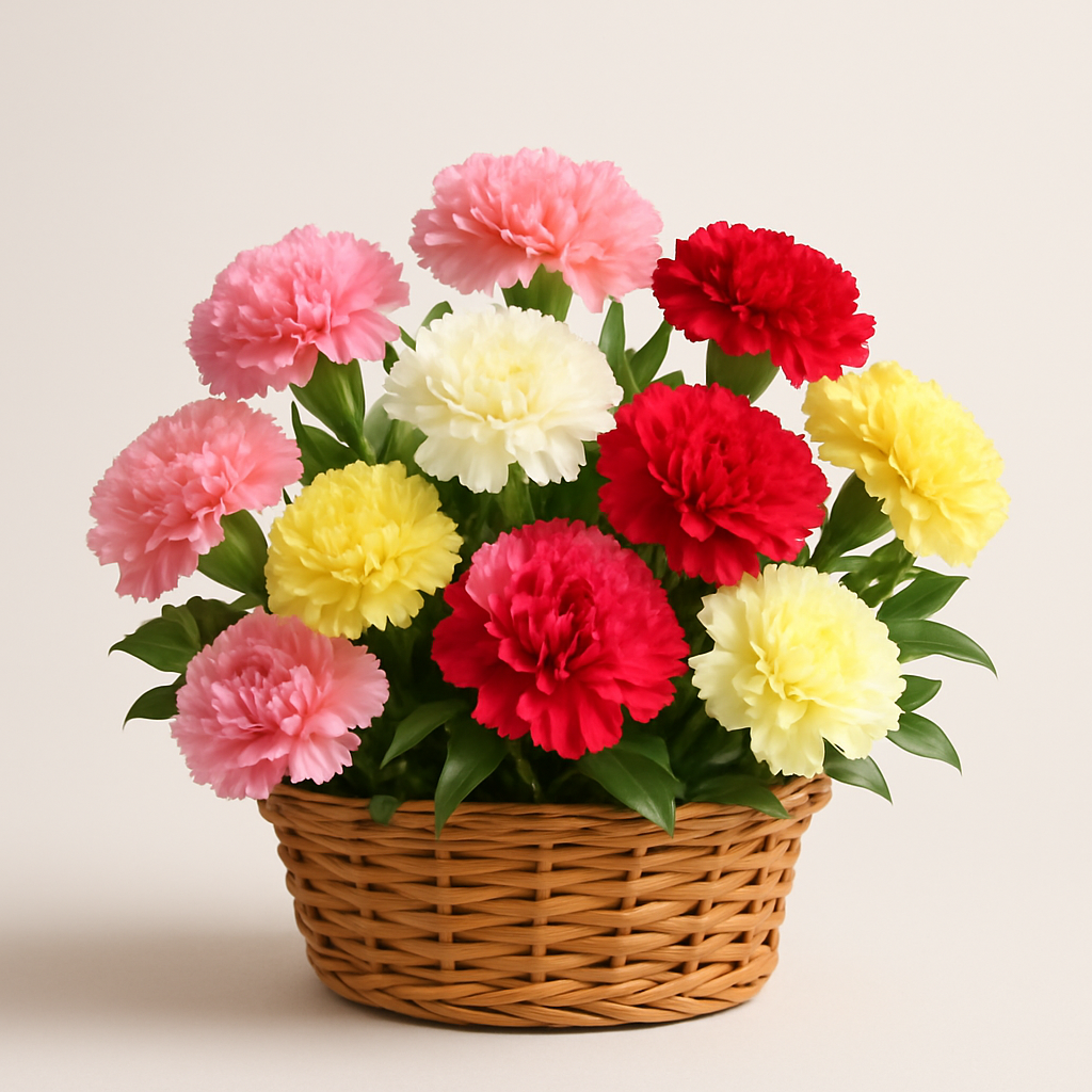 12 Mixed Carnations Basket