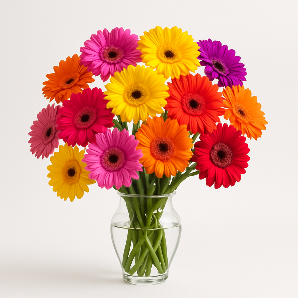 20 Mixed Gerberas in Vase