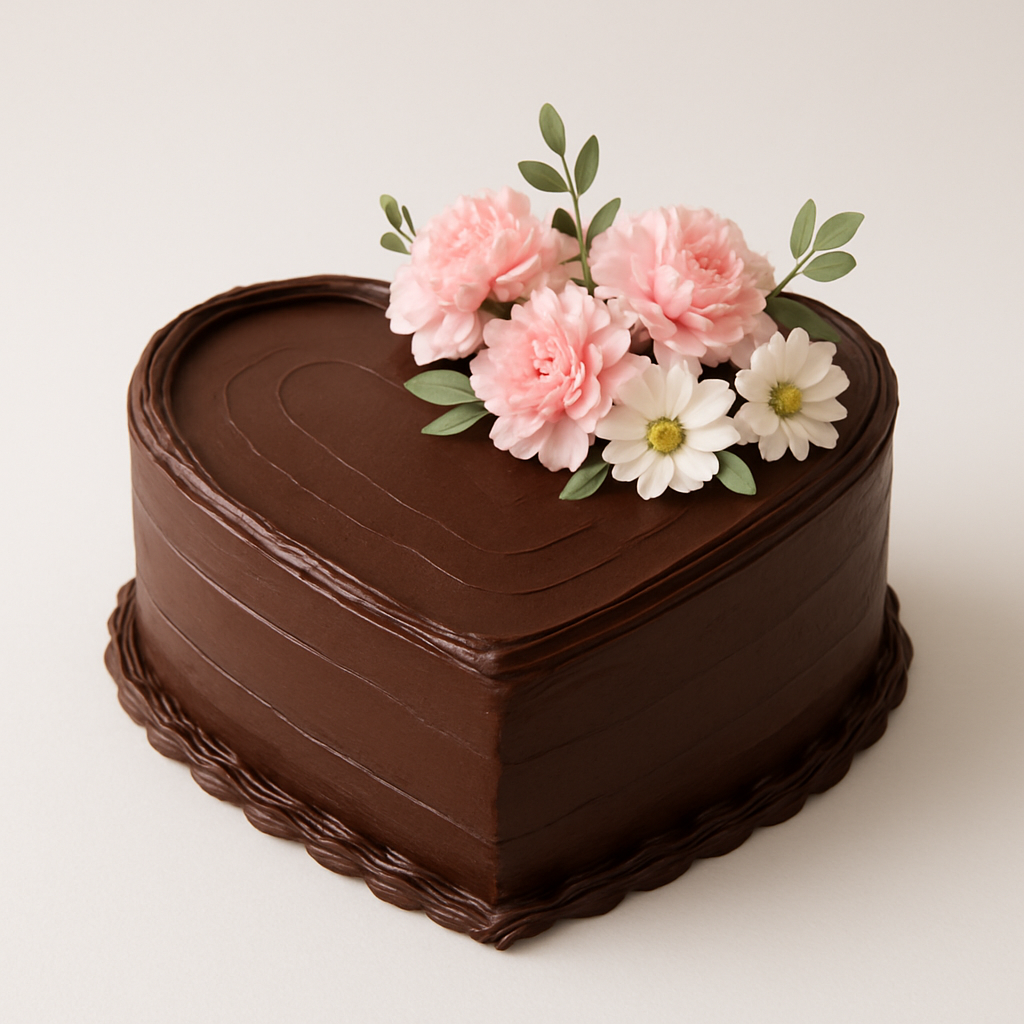 Flowery Chocolate Heart Cake