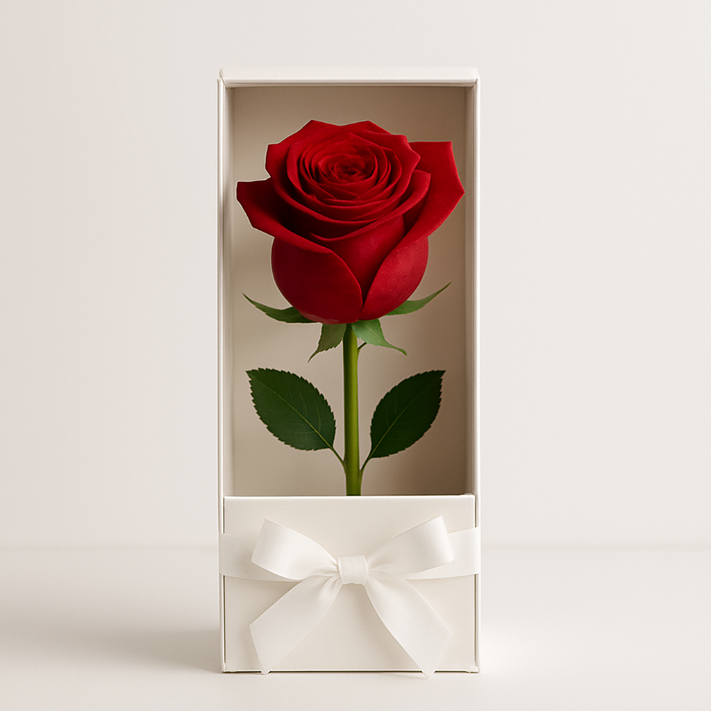 Single Red Rose in Box