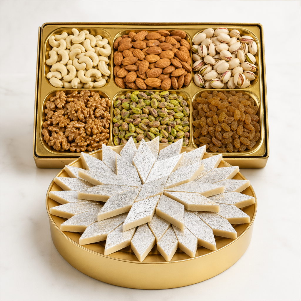 Kaju Katli & Dry Fruit Tray